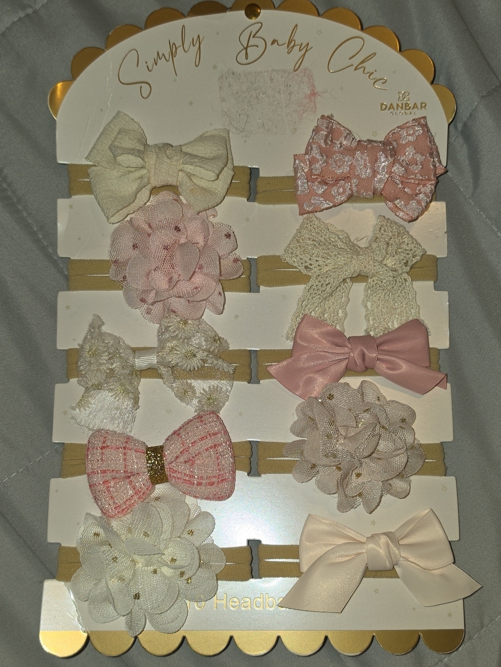 Girls' Pink & Cream Bow and Flower Headband Set